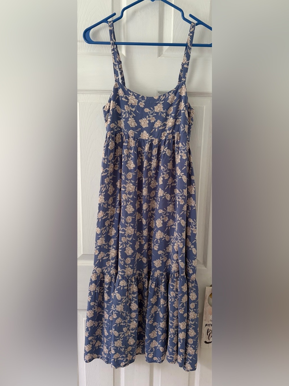 Millibon Blue Maxi Dress with Cream Floral Print